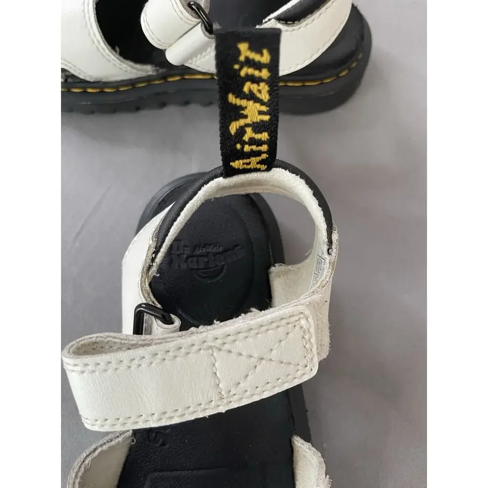 Dr. Martens Youth Size 12 White Leather Strap Sandals AirWair Great Condition